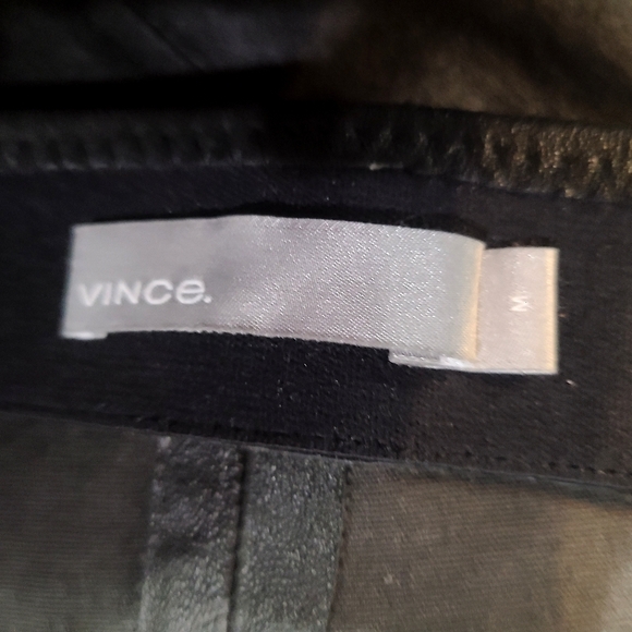 VINCE 🏷️ NWT Black Genuine Leather w/Stretch Zipper Cuff Smooth Waist M - Picture 6 of 15